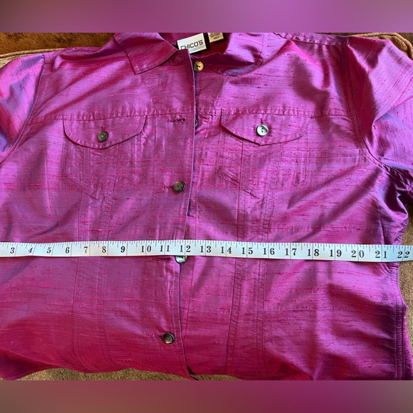 Chico’s pink 100% silk blouse size 2 (12) regular. - Picture 2 of 9